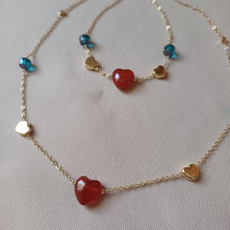 parure  fine en acier inoxydable et pierres semi précieuses