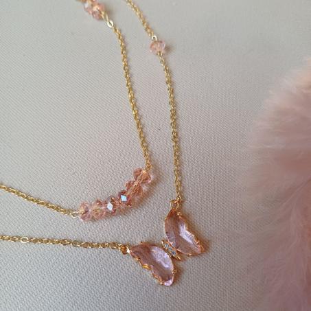 Butterfly gold double chaine