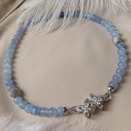 Aigue-marine sky silver butterfly