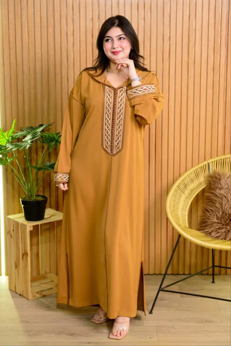 جلابة كريب طرز بسفيفة و خدمة اليد 👑