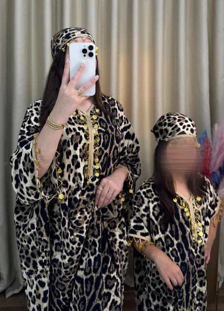 كندورة بطبعة Leopard 😍✨ كريب بارد