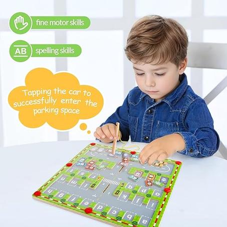 لوحة متاهة مغناطيسية بتصميم الحروف الابجدية للاطفال