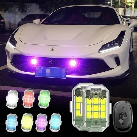 2 أضواء LED لاسلكية لإضاءة أنيقة ومظهر مميز لسيارتك أو دراجتك