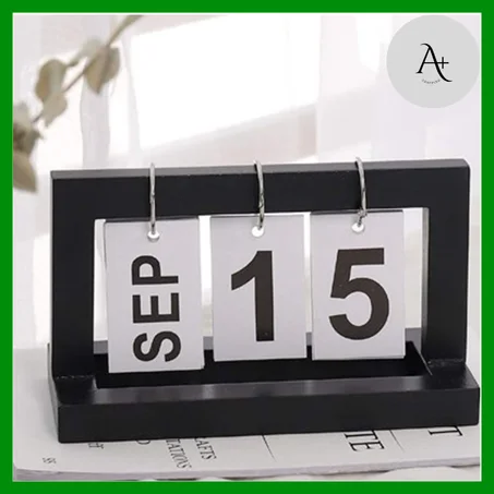 Reusable Flip Chart Perpetual Calendar with Wood Frame