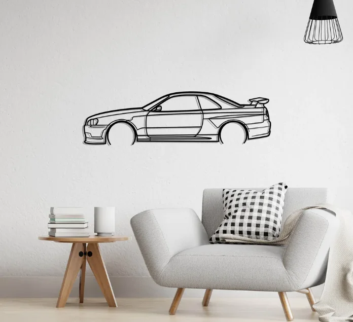 Nissan Skyline R34 Wood Silhouette