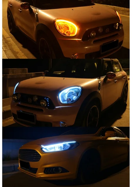 Flexible imperméable à l'eau Flexible universel voiture LED DRL diurne lumière flux fonctionne Auto phare bande frein clignotant lampe