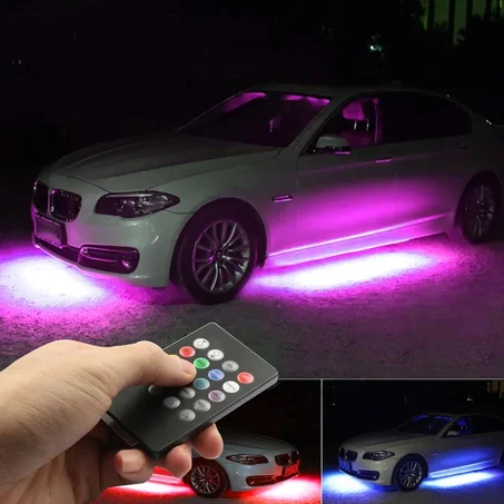 Niscarda 4x DC12V IP65 RGB 5050 SMD musique télécommande RGB bande de LED sous le Tube de voiture