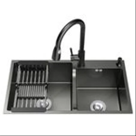 EVIER DE CUISINE NOIR EN ACIER INOXYDABLE