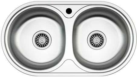 EVIER INOX ENCASTRE DOUBLE BAC ROND ASSIL