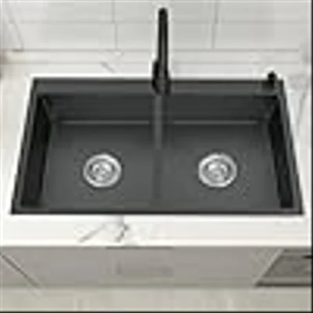 EVIER DE CUISINE NOIR DOUBLE EN ACIER INOXYDABLE