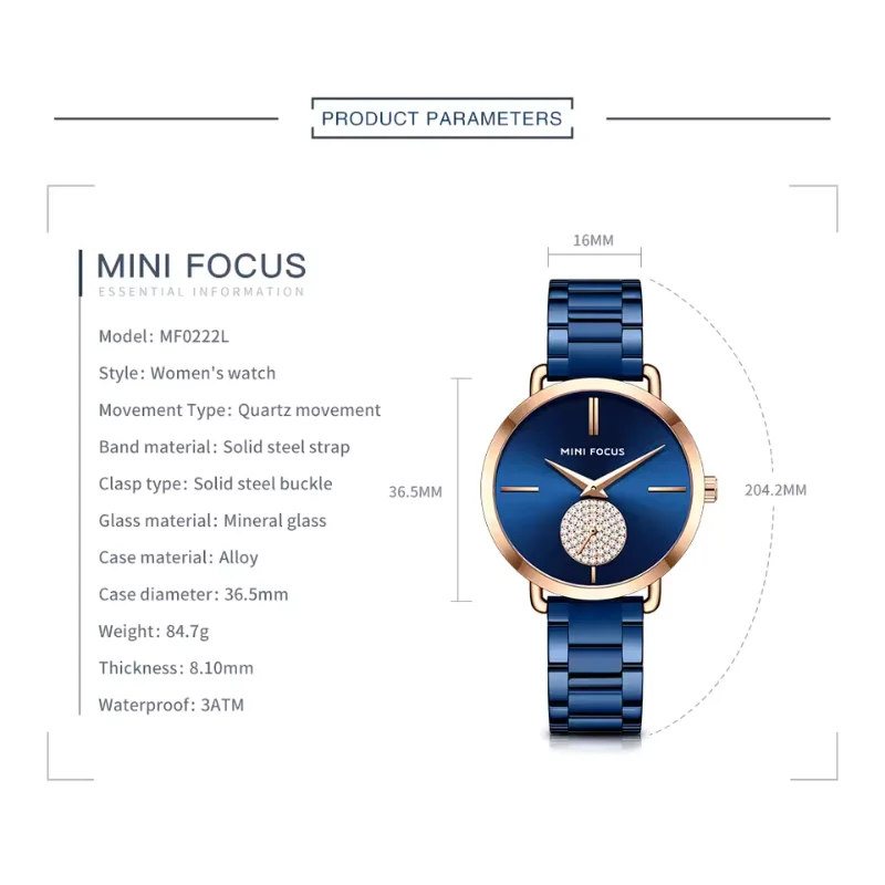 MINI FOCUS Montre Femme Luxe Quartz