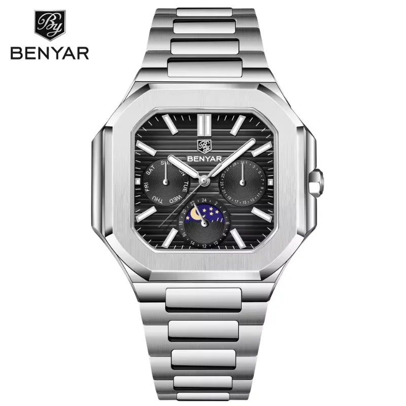 Benyar Montre Homme Carrée Acier
