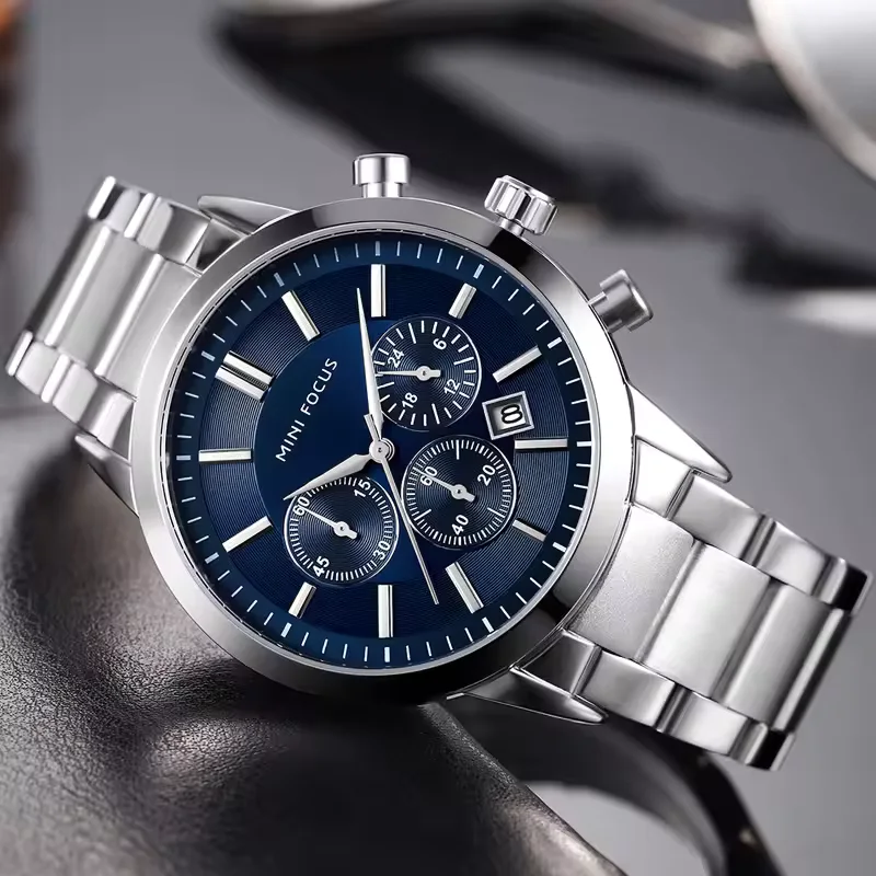 MINI FOCUS Montre Homme Chronographe Acier Inoxydable Quartz