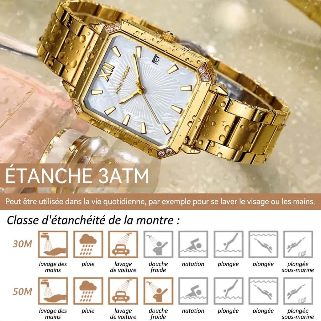 Mini Focus Montre Femme Carrée Inoxydable