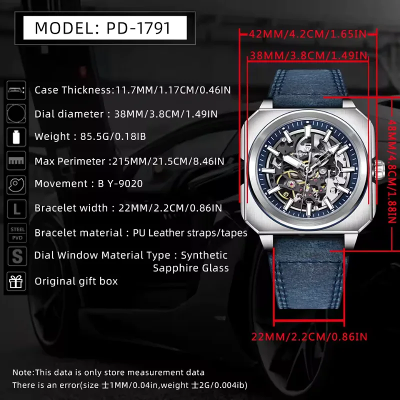 Montre Automatique Pagani Design Homme Squelette