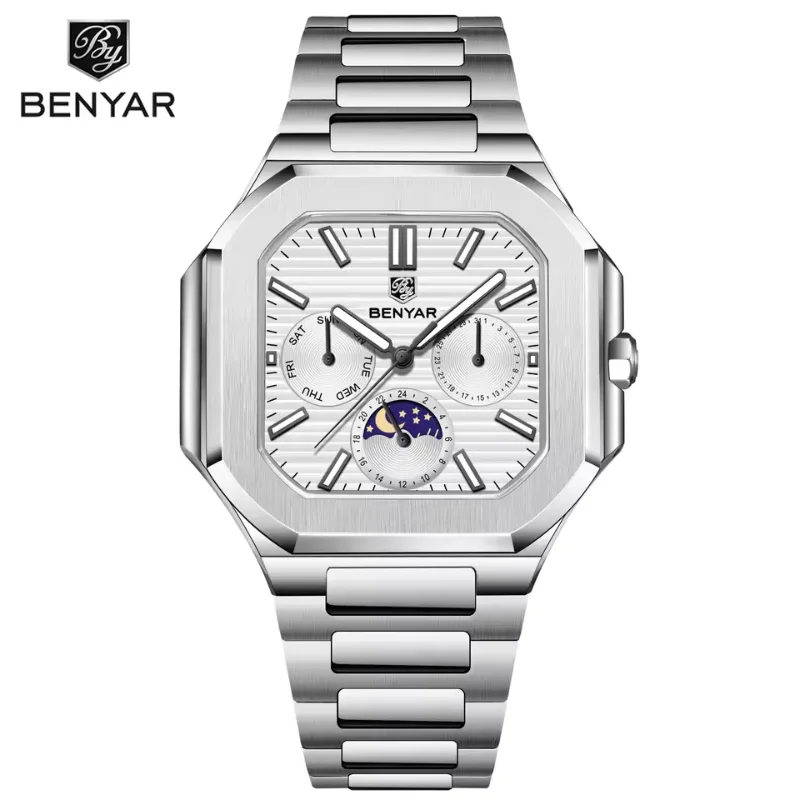 Benyar Montre Homme Carrée Acier