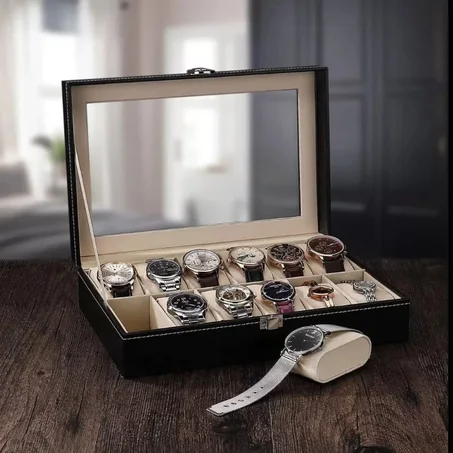 علبة جلدية ممتازة لترتيب 12ساعة