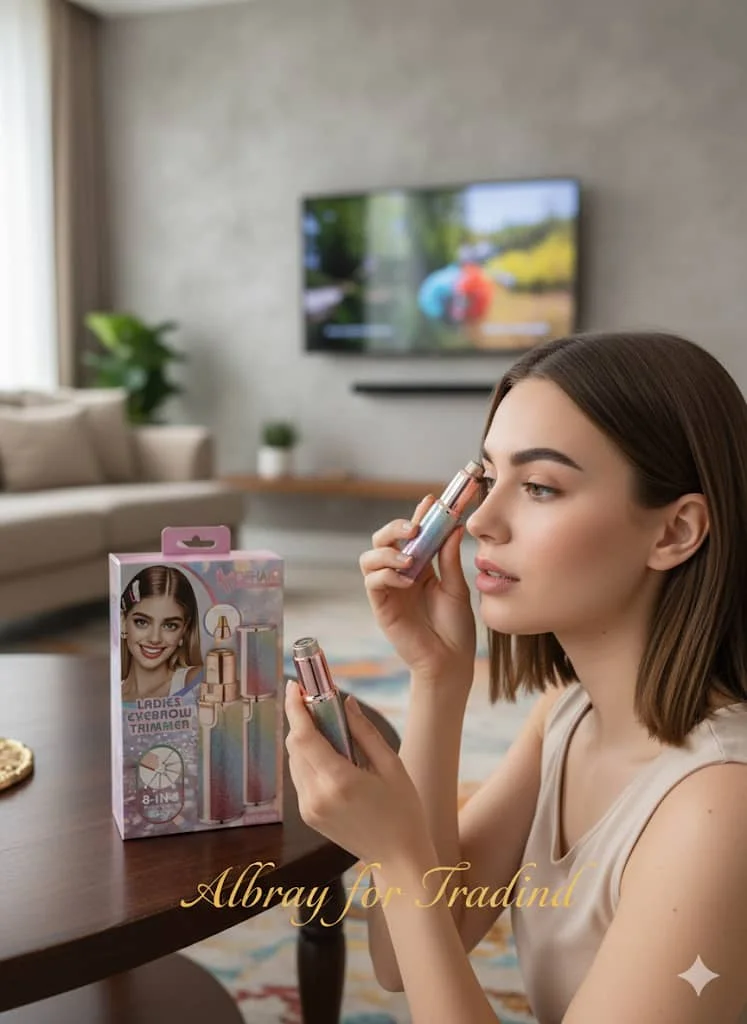 ماكينة تشذيب الحواجب وازالة شعر الوجه 2 في 1 للنساء