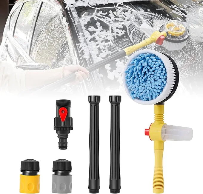 فرشاة غسيل السيارات متعددة الاستعمالات ذات دوران تلقائي 360°