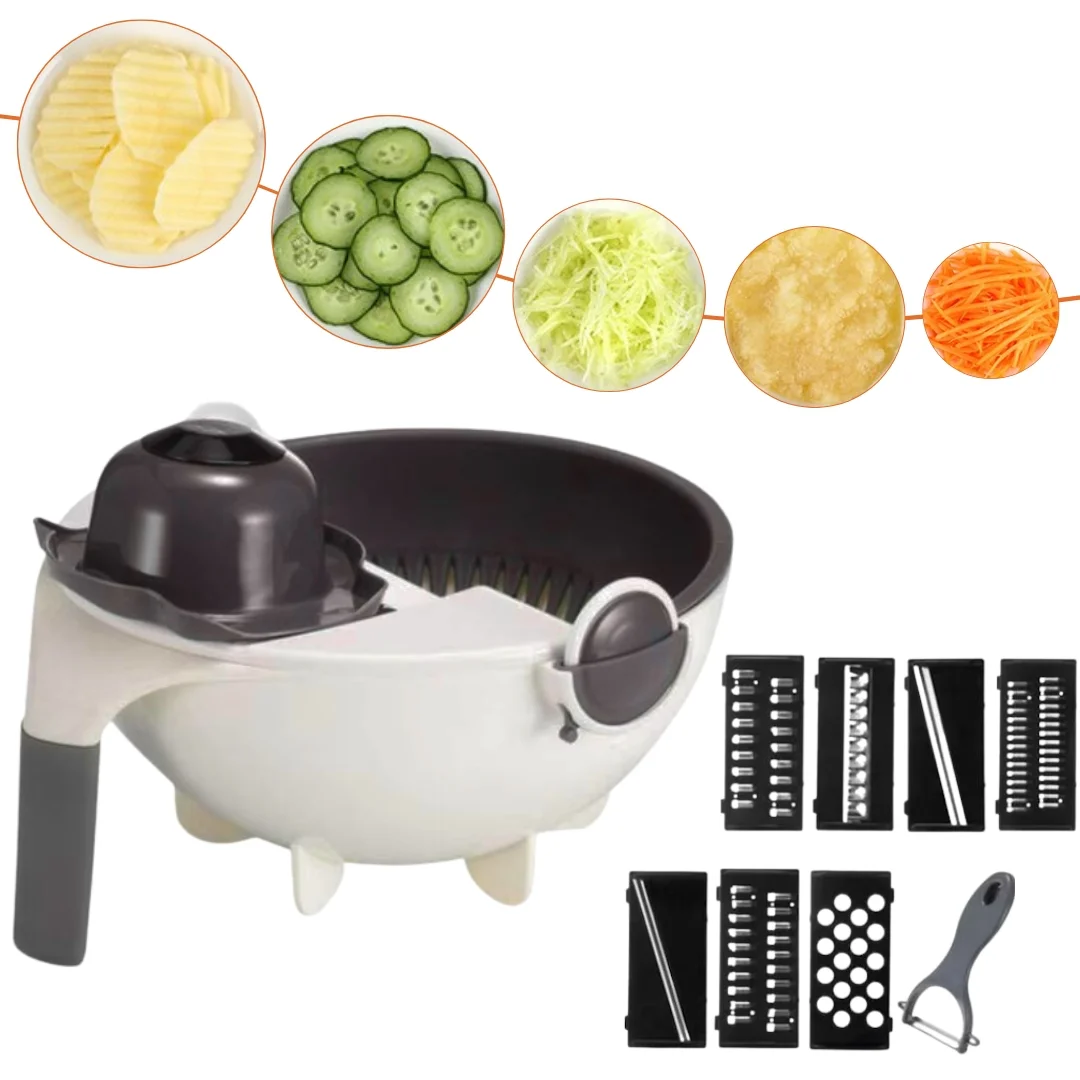 قطاعة خضراوات متعددة الوظائف 9 في 1 مع سلة تصفية