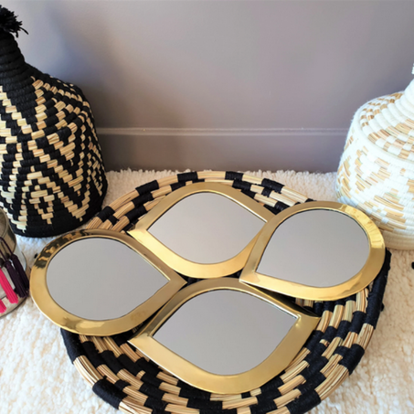 Miroir "Goutte" ou "Œil" en cuivre épais - fabriqué à la main.