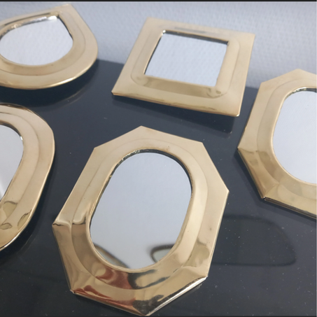 Ensemble de 5 petits miroirs en cuivre doré + 1 gratuite