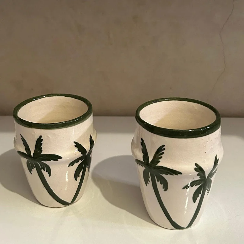 Tasse Céramique Marocaine Peinte à La Main - Petit Format (5,5 X 7,5 Cm) - Style Oriental - Neuf - Marque Simandra