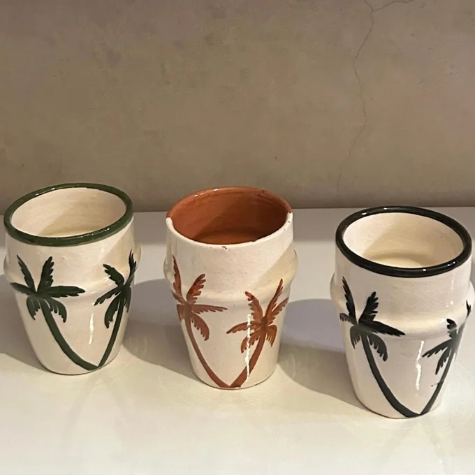 Flanacom Set 4 Tasses Café Céramique Motifs Orientaux 300ml - Design Bohème Marocain Lave-Vaisselle Cadeau