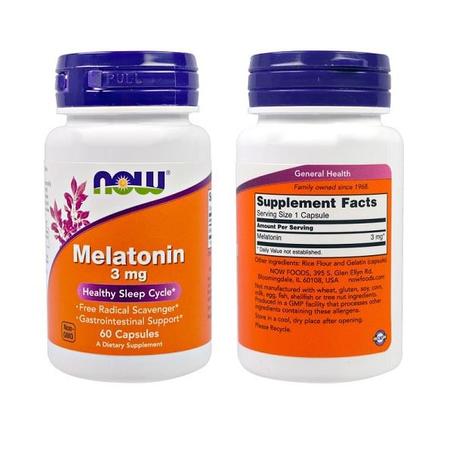 NOW FOODS MELATONIN 3 MG 60/90/180 Stück.