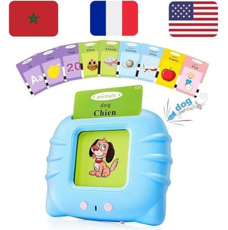 بطاقات ناطقة 3 لغات : بالعربية، الفرنسية و الإنجليزية – أزرق أو وردي