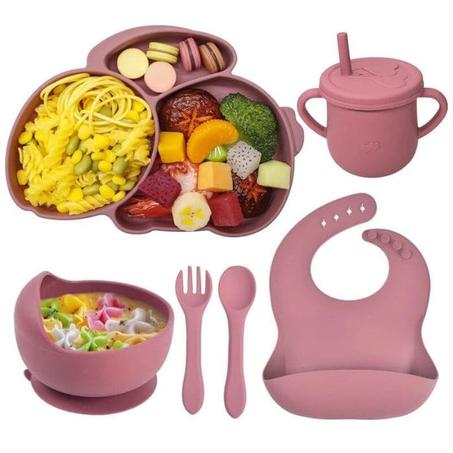طقم أطباق للأطفال من سيليكون – 7 عناصر