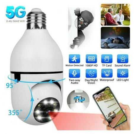 كاميرا واي فاي لاسلكية بمصباح أمان 1080P رؤية بانورامية 360 درجة