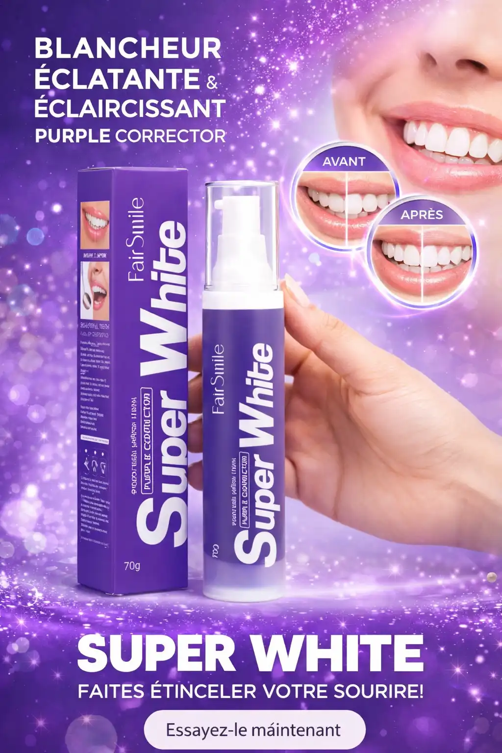 Super White معجون أسنان ابتسامة أكثر بياضًا