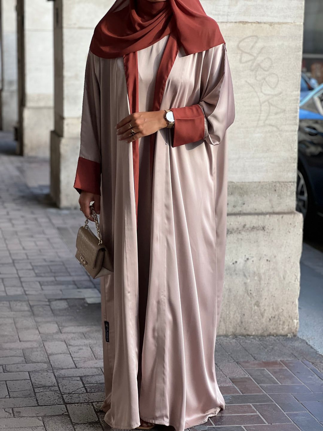 ABAYA KIMONO SET - NUDE & BRIQUE