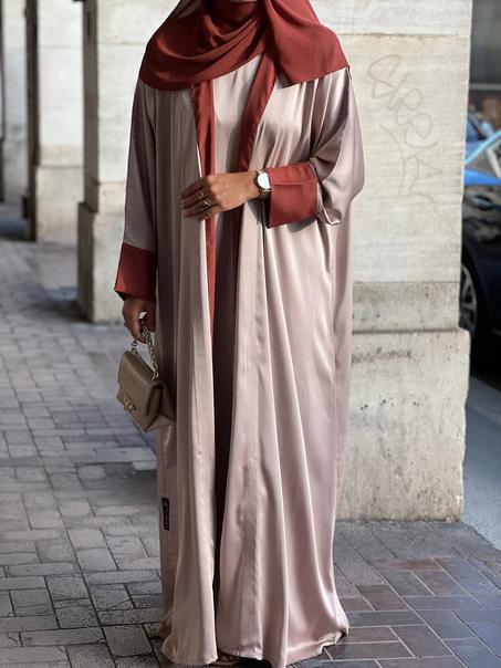 ABAYA KIMONO SET - NUDE & BRIQUE