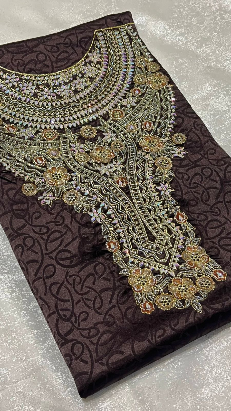 MAKHAWER Luxury Jacquard Marron chocolat