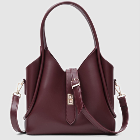 حقيبة يد سيندي وحقيبة كروس باللون الأحمر الداكن