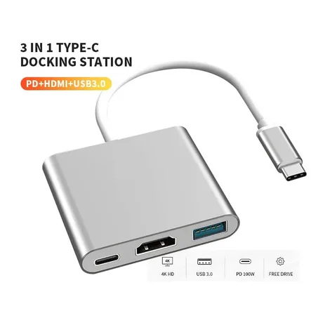 Adapter USB-C 3 in 1 HDMI 4K + USB 3.0 + PD Charging | ✅ محول متعدد