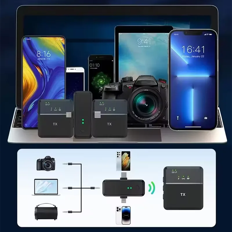 🎤 SX8 Wireless Microphone - Noise Reduction 2in1 | ميكروفون لاسلكي للتصوير والبث المباشر مع تقنية عزل الضوضاء