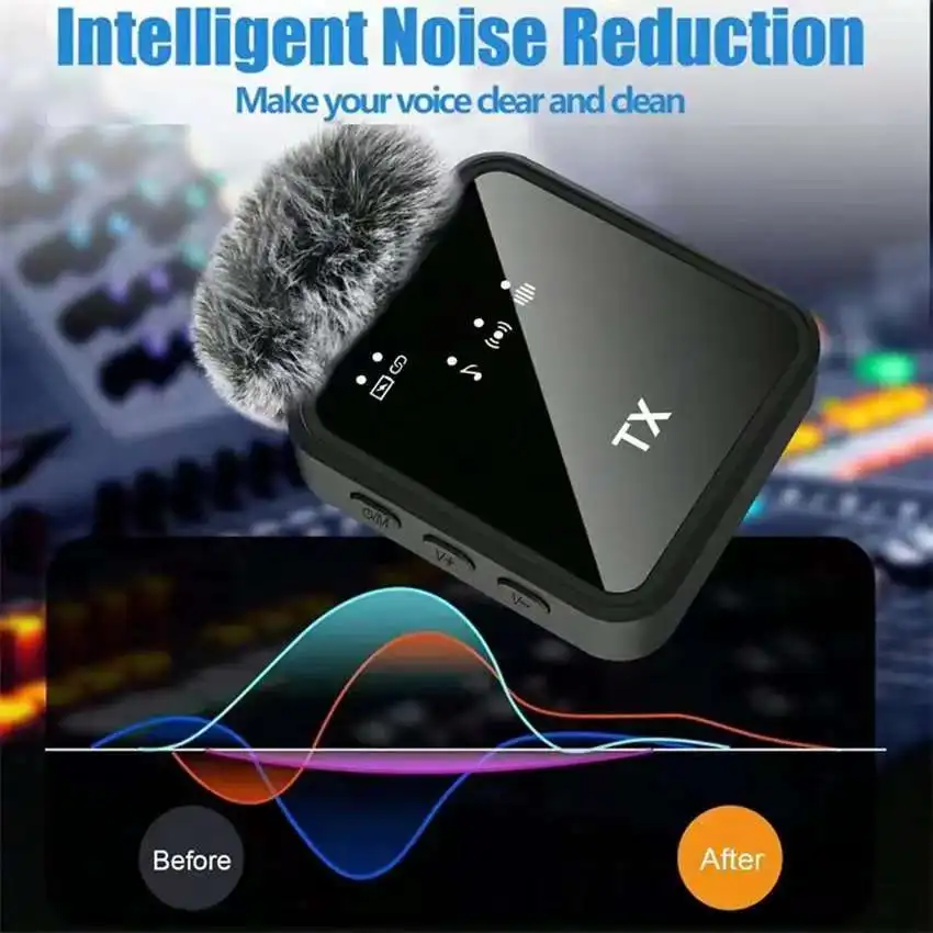 🎤 Wireless F15 Microphone Dual Mic | ميكروفون لاسلكي مع Noise Reduction للتصوير والبث المباشر
