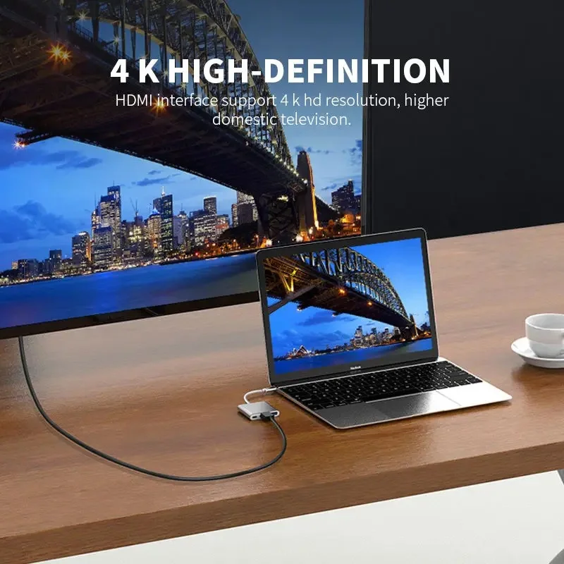 Adapter USB-C 3 in 1 HDMI 4K + USB 3.0 + PD Charging | ✅ محول متعدد