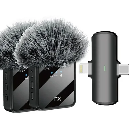 🎤 Wireless F15 Microphone Dual Mic | ميكروفون لاسلكي مع Noise Reduction للتصوير والبث المباشر