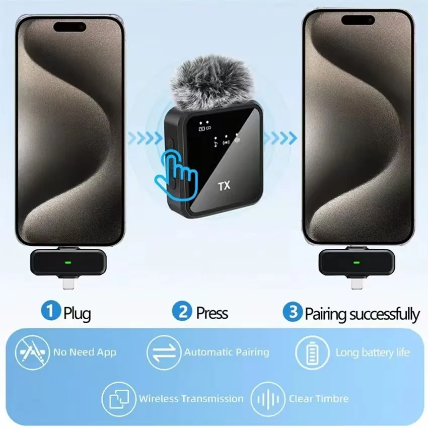 🎤 Wireless F15 Microphone Dual Mic | ميكروفون لاسلكي مع Noise Reduction للتصوير والبث المباشر