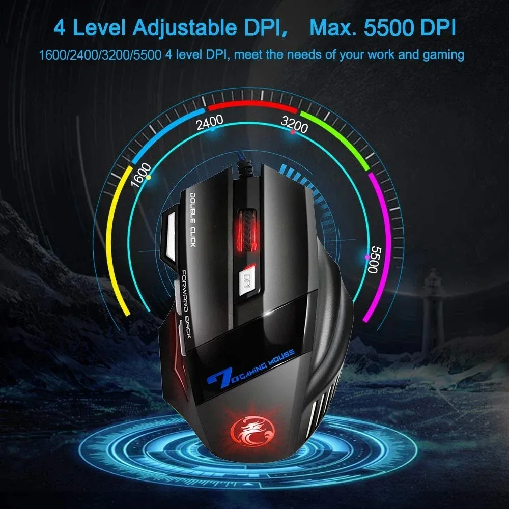 🔥 Gaming Mouse  | ماوس ألعاب سلكي 7 أزرار لأداء عالي ودقيق