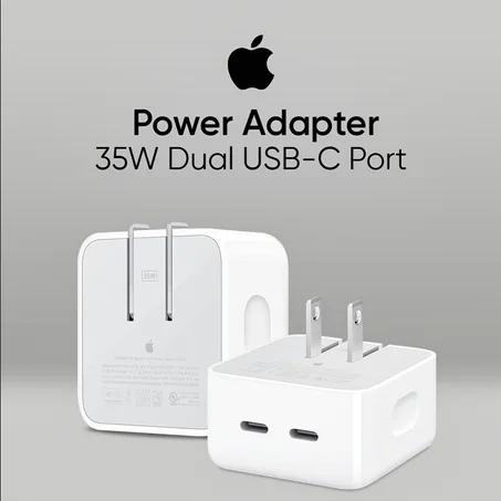 🔌 Apple Dual USB-C 35W Adapter | شحن آمن وسريع لجميع أجهزة Apple