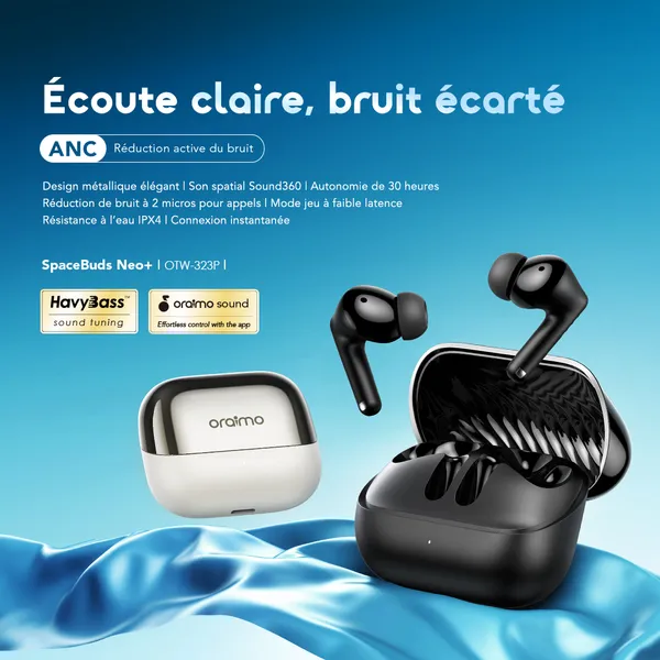 oraimo SpaceBuds Neo+ ANC Spatial Audio | سماعات لاسلكية بجودة عالية لكل الأجهزة