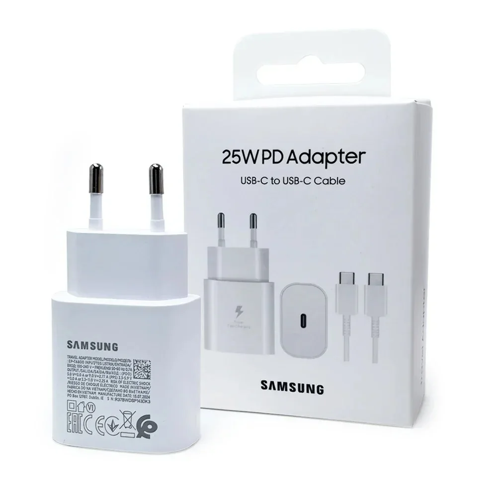 Samsung 25W Super Fast Charger ⚡ | شاحن سريع مع كابل Type-C للأندرويد و iPhone