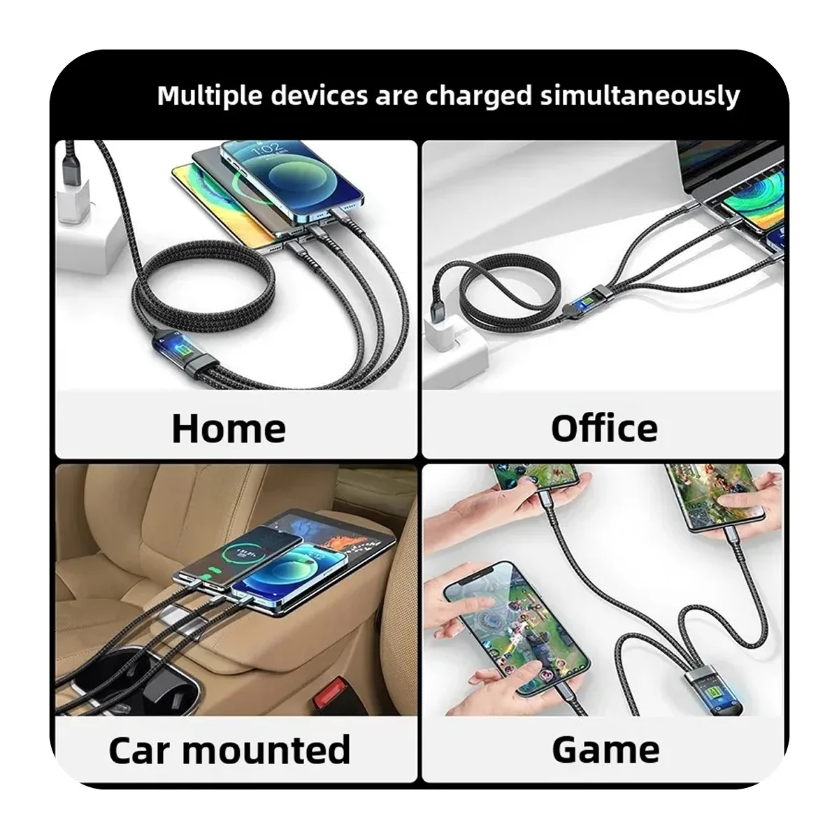 Cable 100W⚡ Super Fast Charge | كابل ثلاثي في واحد للشحن السريع ونقل البيانات