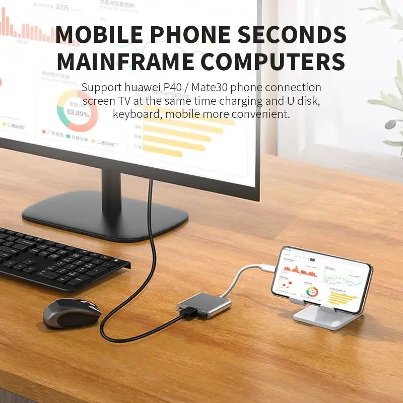 Adapter USB-C 3 in 1 HDMI 4K + USB 3.0 + PD Charging | ✅ محول متعدد