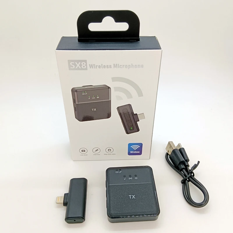 🎤 SX8 Wireless Microphone - Noise Reduction | ميكروفون لاسلكي للتصوير والبث المباشر مع تقنية عزل الضوضاء